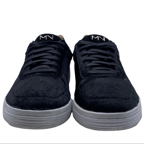 Mark Nason Black Leather & Calf Hair Lace Up Low Top Sneakers 222045 Size 9 - Picture 5 of 12